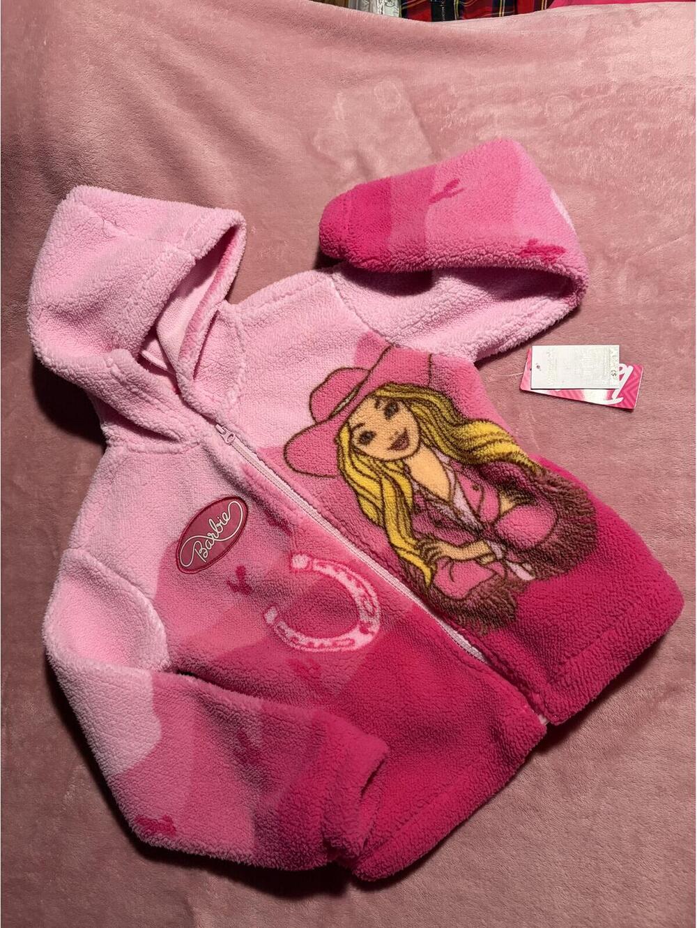 Barbie Girls Pink Fleece Hoodie Jacket with Hood